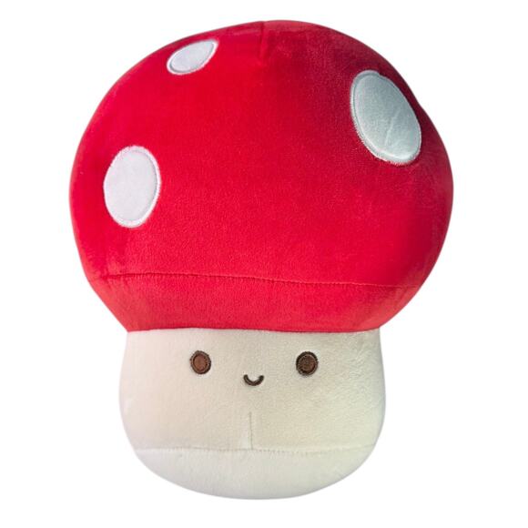 MUSHROOM Plush Pillow TOY 9.5" Red White Polka Dot Button Mushroom Pillow Soft - Picture 1 of 4